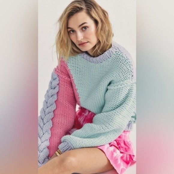 NWT Loveshackfancy Isaiah Pullover Sweater Small NEW Chunky Cable Knit Oversized - Picture 3 of 11